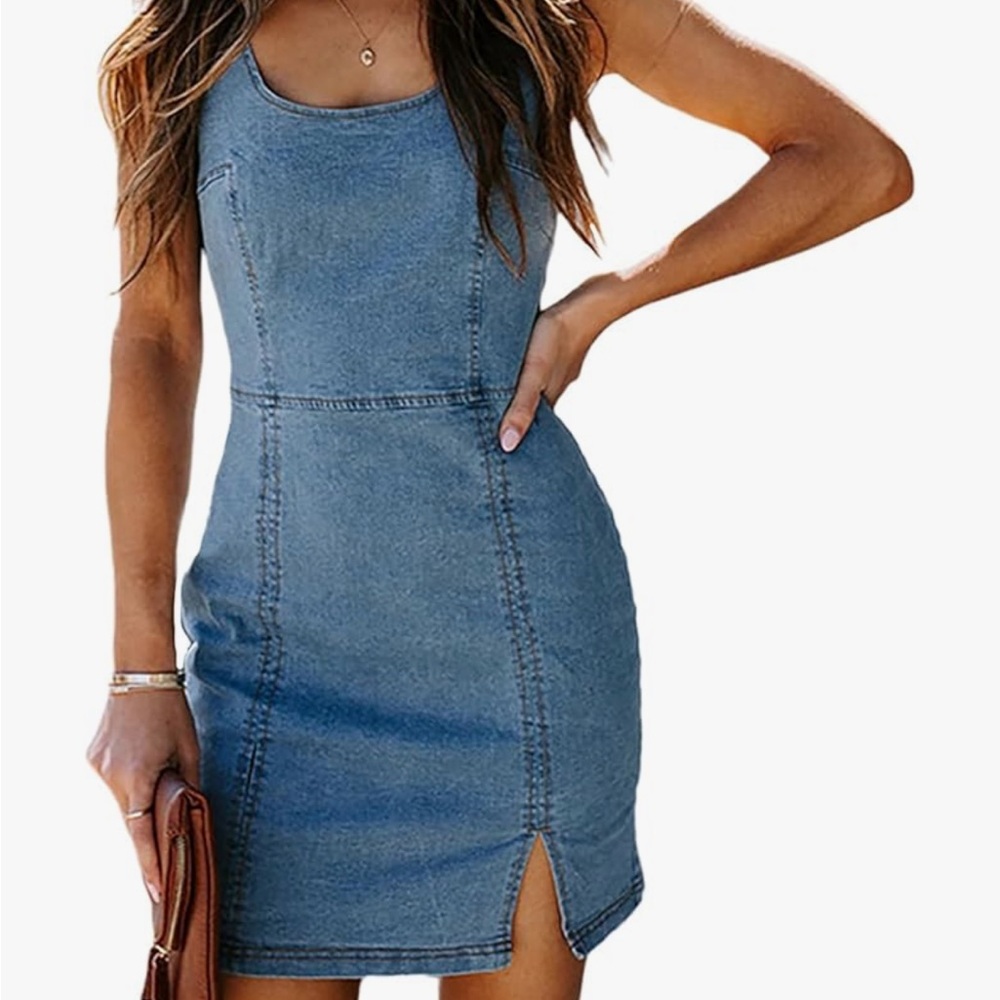 Blue Denim Sleeveless Dress